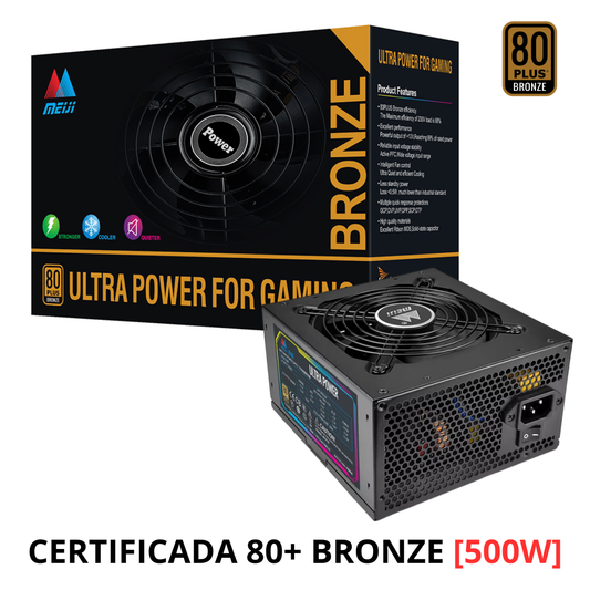 Fuente de Poder Certificada 80 Plus Bronze 500w Marca Meiji